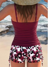 Ruched Leopard Wine Red Tankini Set | thumb picture 