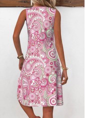 Pink Eyelet Tribal Print A Line Sleeveless Dress | thumb picture 