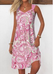 Pink Eyelet Tribal Print A Line Sleeveless Dress | thumb picture 