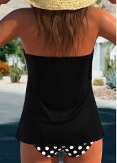 Cross Hem Polka Dot Black Tankini Set | thumb picture 