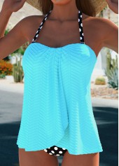 Cross Hem Polka Dot Cyan Tankini Set | thumb picture 
