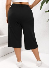 Black Lightweight Plus Size Elastic Waist High Waisted Pants | thumb picture 