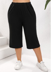Black Lightweight Plus Size Elastic Waist High Waisted Pants | thumb picture 