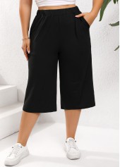 Black Lightweight Plus Size Elastic Waist High Waisted Pants | thumb picture 