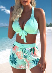Jacquard High Waisted Tropical Plants Print Bikini Set | thumb picture 
