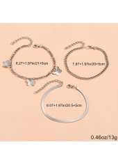 Silvery White Butterfly Alloy Anklet Set | thumb picture 