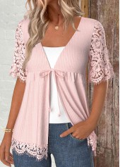 Lace Short Sleeve Bowknot Light Cardigan | thumb picture 