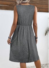 Dark Grey Marl Button A Line Sleeveless Dress | thumb picture 
