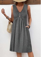 Dark Grey Marl Button A Line Sleeveless Dress | thumb picture 