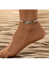 White Polyresin Beaded Dolphin Design Anklet