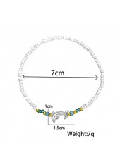 White Polyresin Beaded Dolphin Design Anklet | thumb picture 