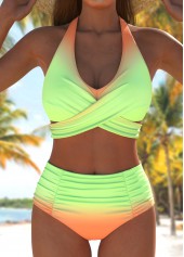 Criss Cross High Waisted Ombre Multi Color Bikini Set