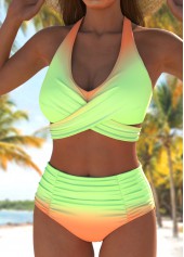 Criss Cross High Waisted Ombre Multi Color Bikini Set | thumb picture 