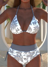 Patchwork Tribal Print Grey Bikini Set