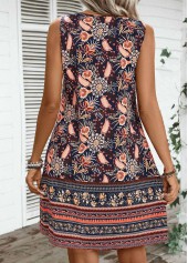 Multi Color Cut Out Plants Print A Line Dress | thumb picture 