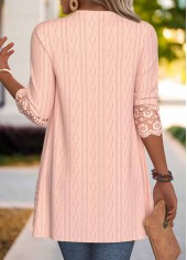 Dusty Pink Embroidery 3/4 Sleeve Light Cardigan | thumb picture 