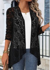 Black Lace 3/4 Sleeve Light Cardigan | thumb picture 