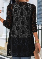 Black Lace 3/4 Sleeve Light Cardigan | thumb picture 