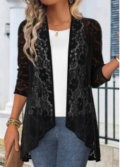 Black Lace 3/4 Sleeve Light Cardigan