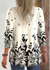 Black Patchwork Floral Print 3/4 Sleeve Light Cardigan | thumb picture 
