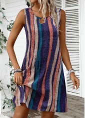 Multi Color Breathable Striped A Line Sleeveless Dress | thumb picture 
