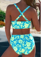 Criss Cross Floral Print Mint Green Bikini Set | thumb picture 