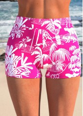 Ruffle Tropical Plants Print Hot Pink Tankini Set | thumb picture 