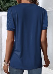 Peacock Blue Lace Striped Short Sleeve T Shirt | thumb picture 