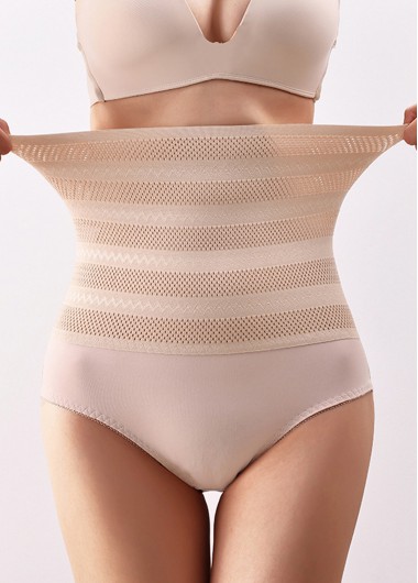 women clothes image of Skin Color Lace Patchwork High Waisted Shapewear Panties