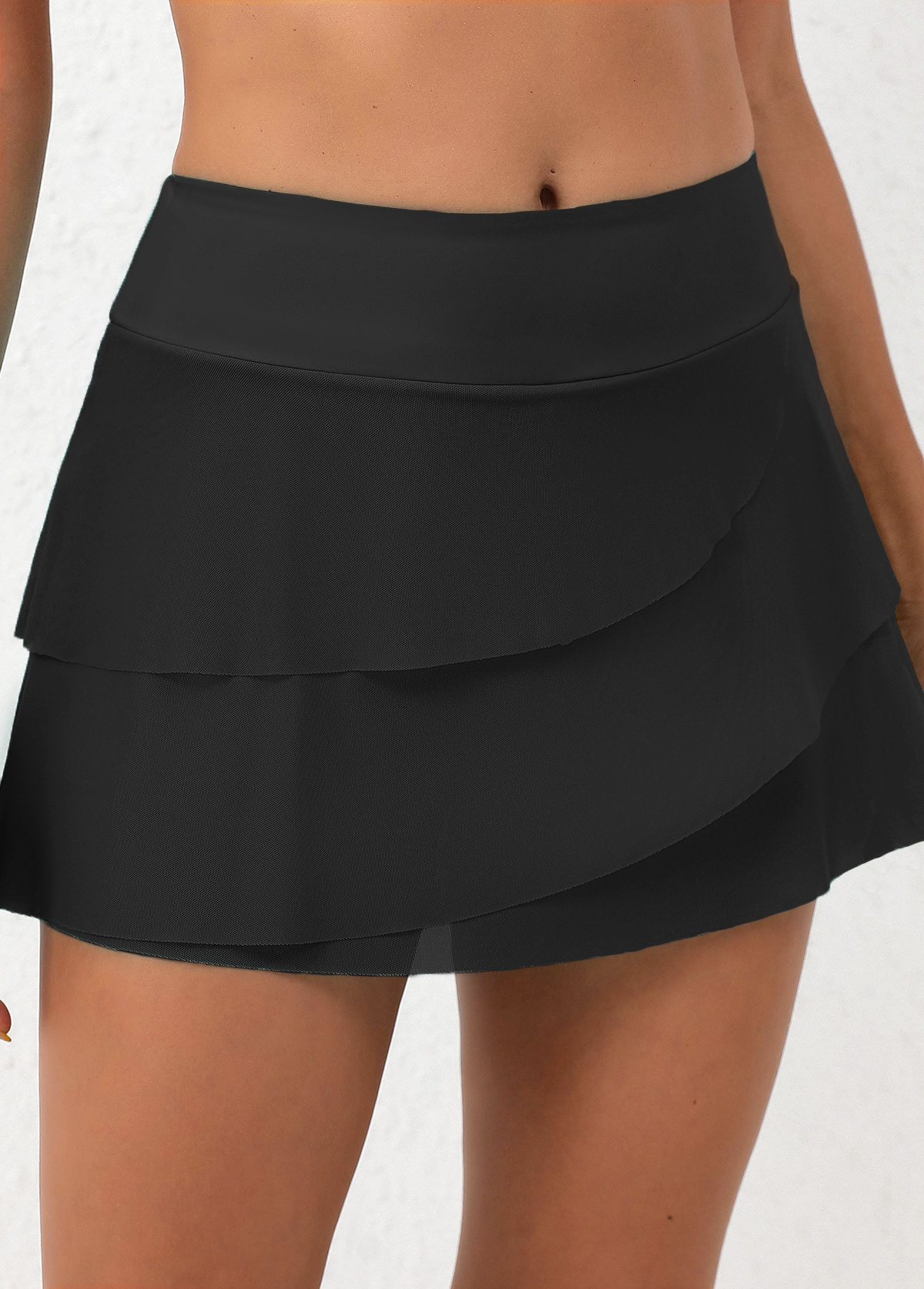 Plus Size Black Mid Waisted Swim Skirt | linkimg
