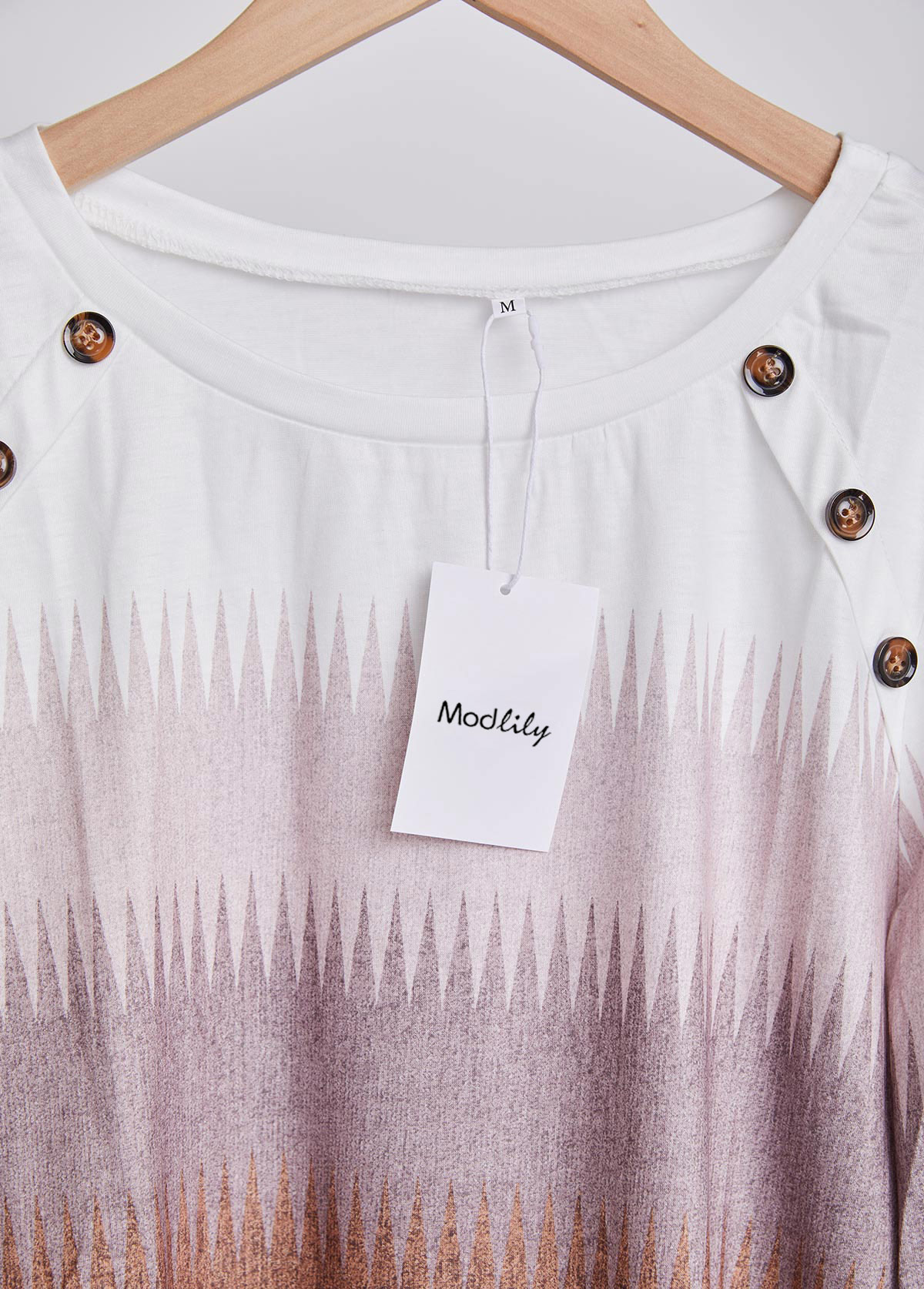 Dark Camel Button Ombre Long Sleeve T Shirt | picture 