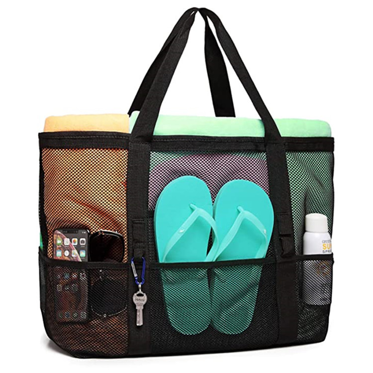 Modlily Black Mesh Nylon Open Hand Bag - One Size
