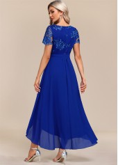 Sapphire Blue Belted Lace Patchwork Maxi Dress | thumb picture 