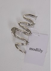 Silvery White Metal Detail Wave Design Barrette | thumb picture 