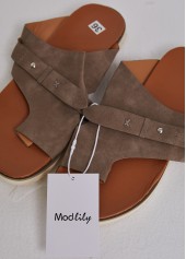 Light Coffee Toe Post Falt Asymmetric Flip Flops | thumb picture 