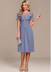 Plus Size Dusty Blue Lace H Shape Dress | thumb picture 