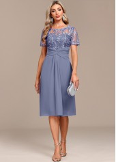 Plus Size Dusty Blue Lace H Shape Dress | thumb picture 