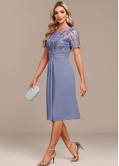 Plus Size Dusty Blue Lace H Shape Dress | thumb picture 