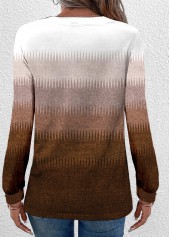 Dark Camel Button Ombre Long Sleeve T Shirt | thumb picture 