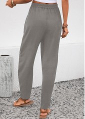 Light Grey Pocket Elastic Waist High Waisted Pants | thumb picture 