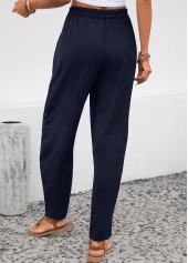 Navy Pocket Elastic Waist High Waisted Pants | thumb picture 