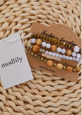 Geometric Beaded Dark Coffee Wood Bracelets | thumb picture 