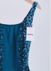 Tie Leopard Peacock Blue One Piece Swimdress | thumb picture 