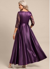 Dark Reddish Purple Lace Maxi 3/4 Sleeve Dress | thumb picture 