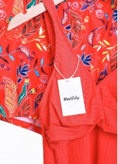 Criss Cross Floral Print Coral Tankini Set | thumb picture 