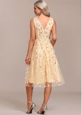 Champagne Embroidery Sleeveless V Neck Dress | thumb picture 