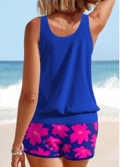 Patchwork Floral Print Royal Blue Tankini Set | thumb picture 