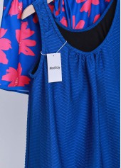 Patchwork Floral Print Royal Blue Tankini Set | thumb picture 