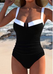 Cut Out Bowknot Black One Piece Swimwear | thumb picture 