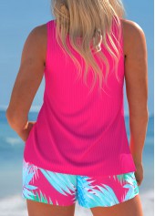 Cut Out Tropical Plants Print Hot Pink Tankini Set | thumb picture 